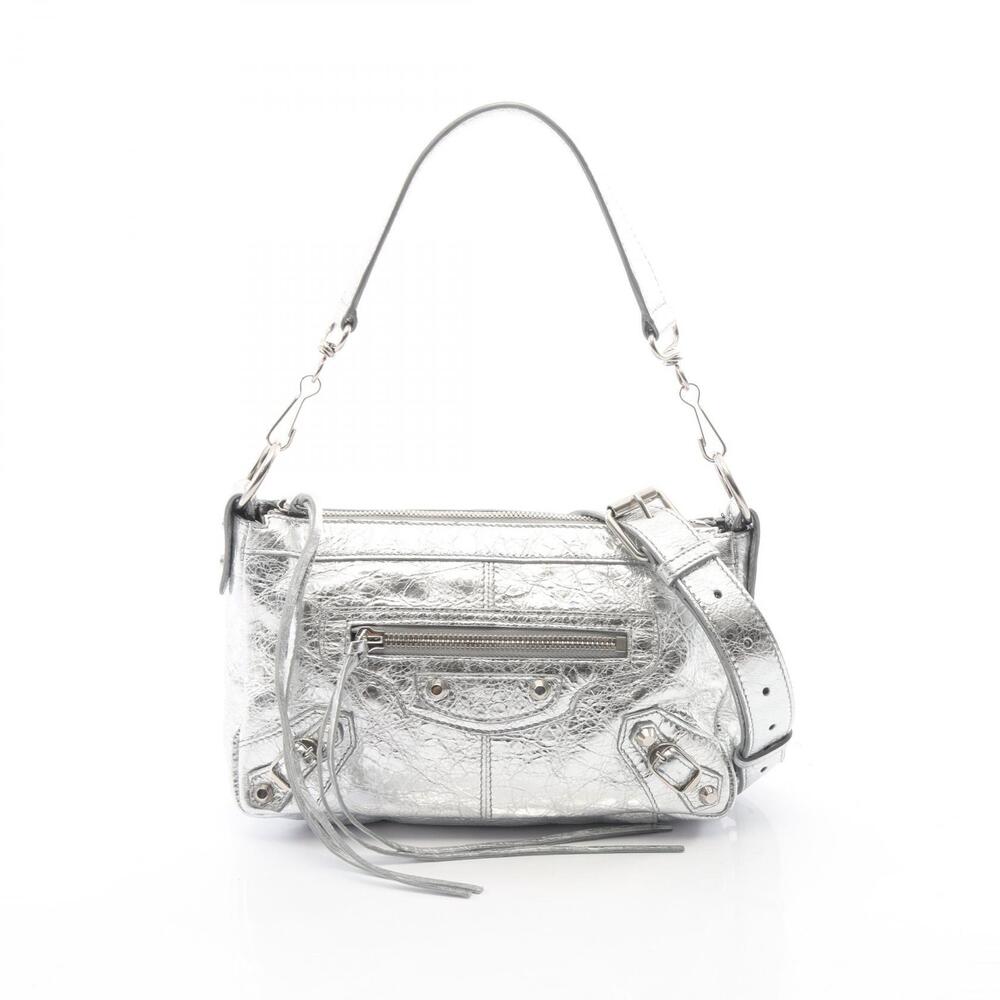 Balenciaga Le City Moto handbag leather silver tone